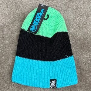 Never Summer Men's Green and Blue Beanie